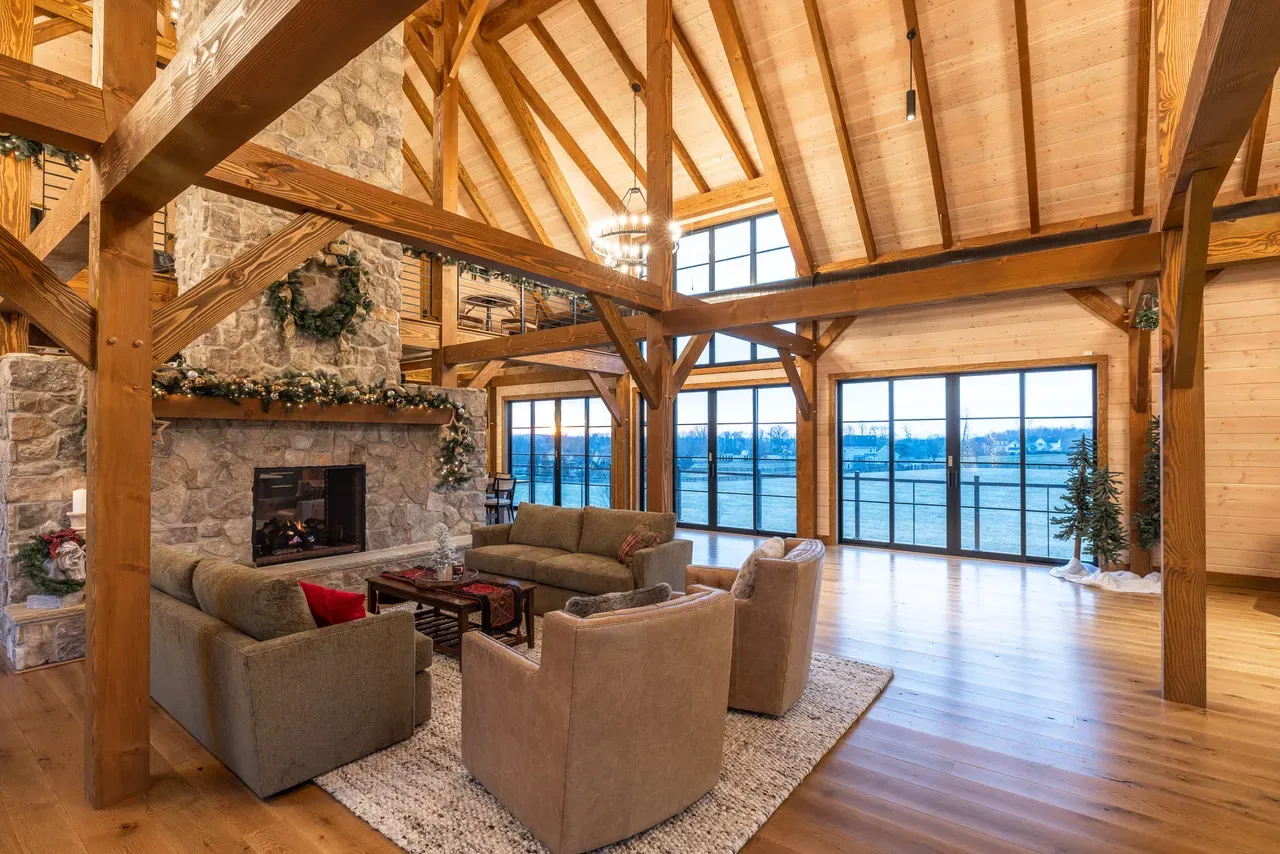 Custom timber frame estate construction in Loudoun County, Virginia