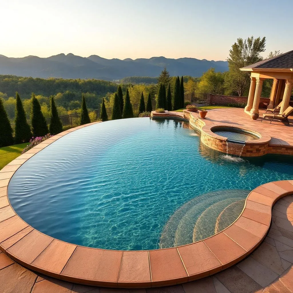 Custom gunite pool with natural stone hardscape and integrated landscape at a Virginia estate