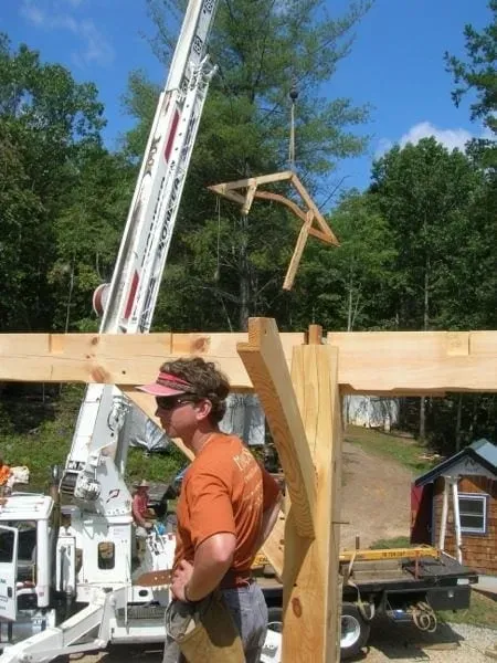 Timber frame pavilion under construction in Northern Virginia | Hearthstone Design Build