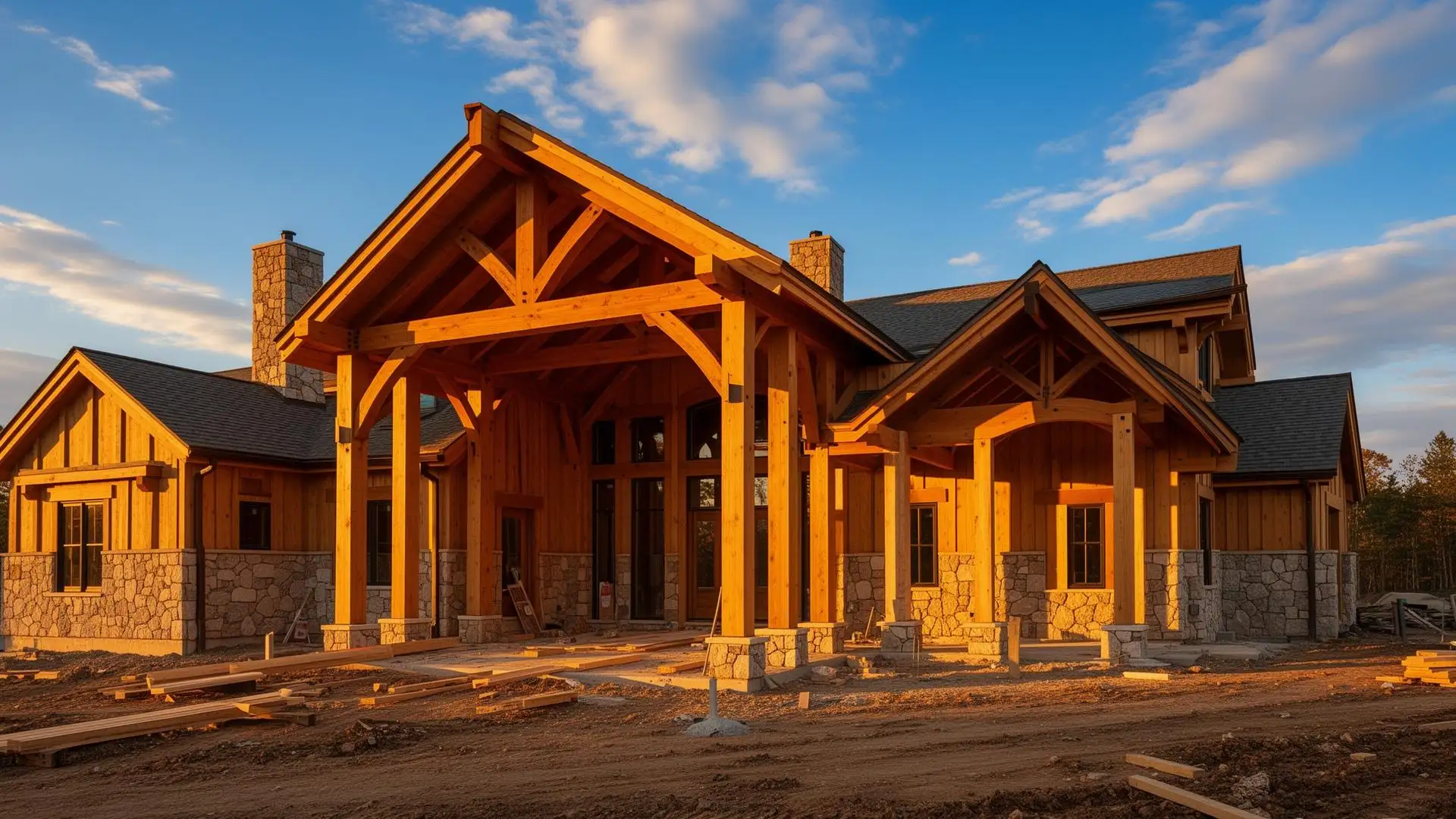 Virginia Hunt Country estate exterior at dusk — Hearthstone Design Build